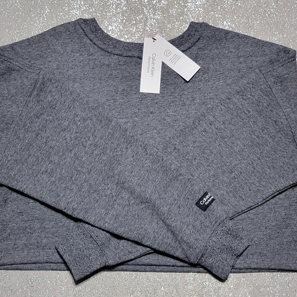 NEW Calvin Klein Performance Women's XS Bold Outline LogoCropped Grey Sweatshirt - Picture 3 of 12